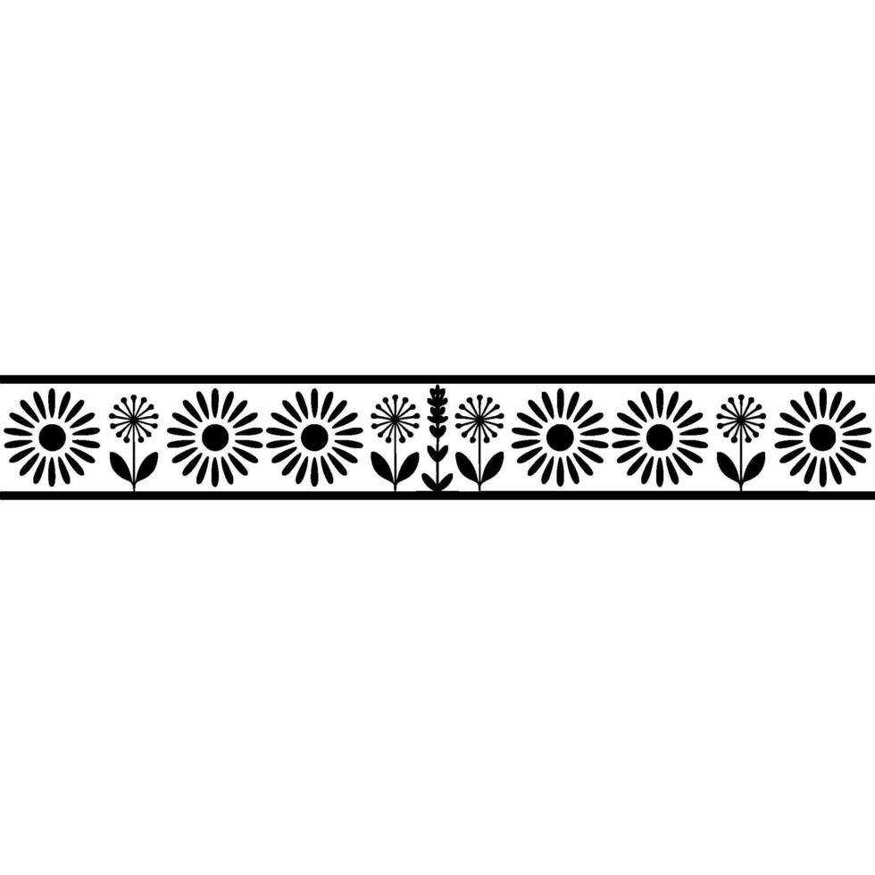 Geometric Daisy Border, Vintage Floral vector
