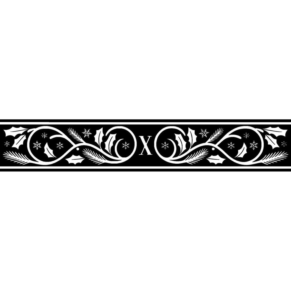 Elegant Winter Border Holly, Snowflakes, and a Cross vector