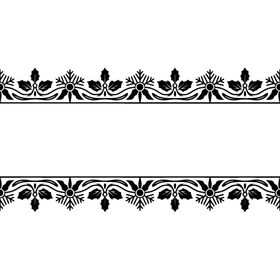 Elegant Black Holly Border, Vintage Element, Ornament vector