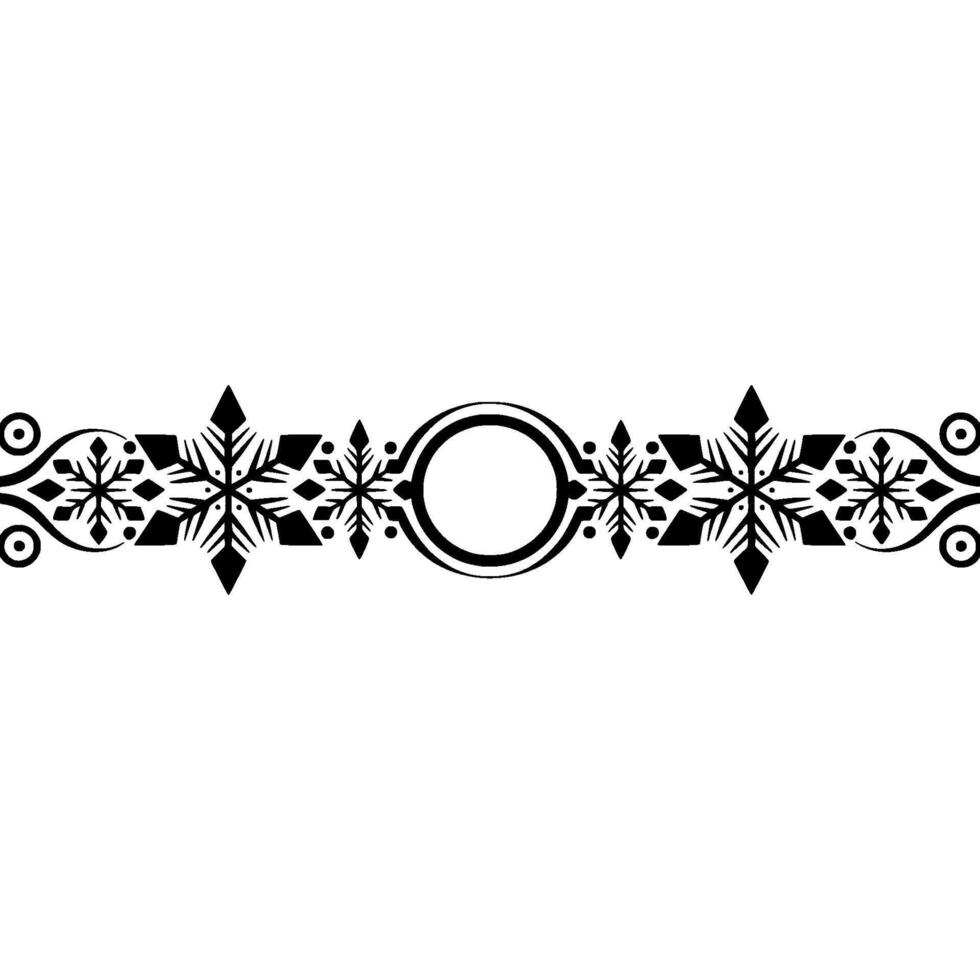 Intricate Black Ornamental Border, Winter Motif vector