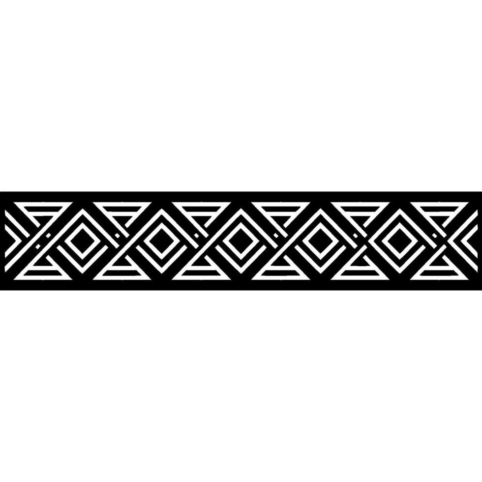 Geometric Deco Border, Minimalist Pattern, Black White - Linear vector