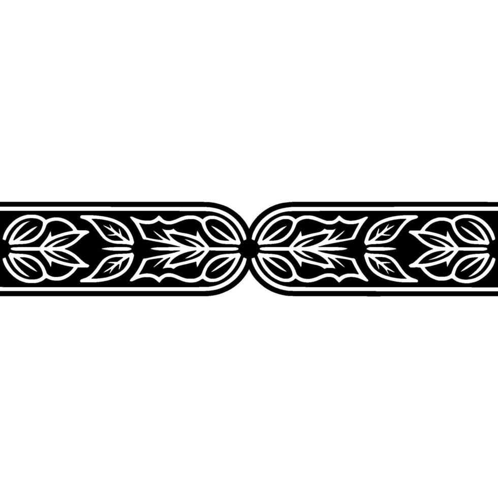 Intricate Black and White Border, Stylized Foliage vector