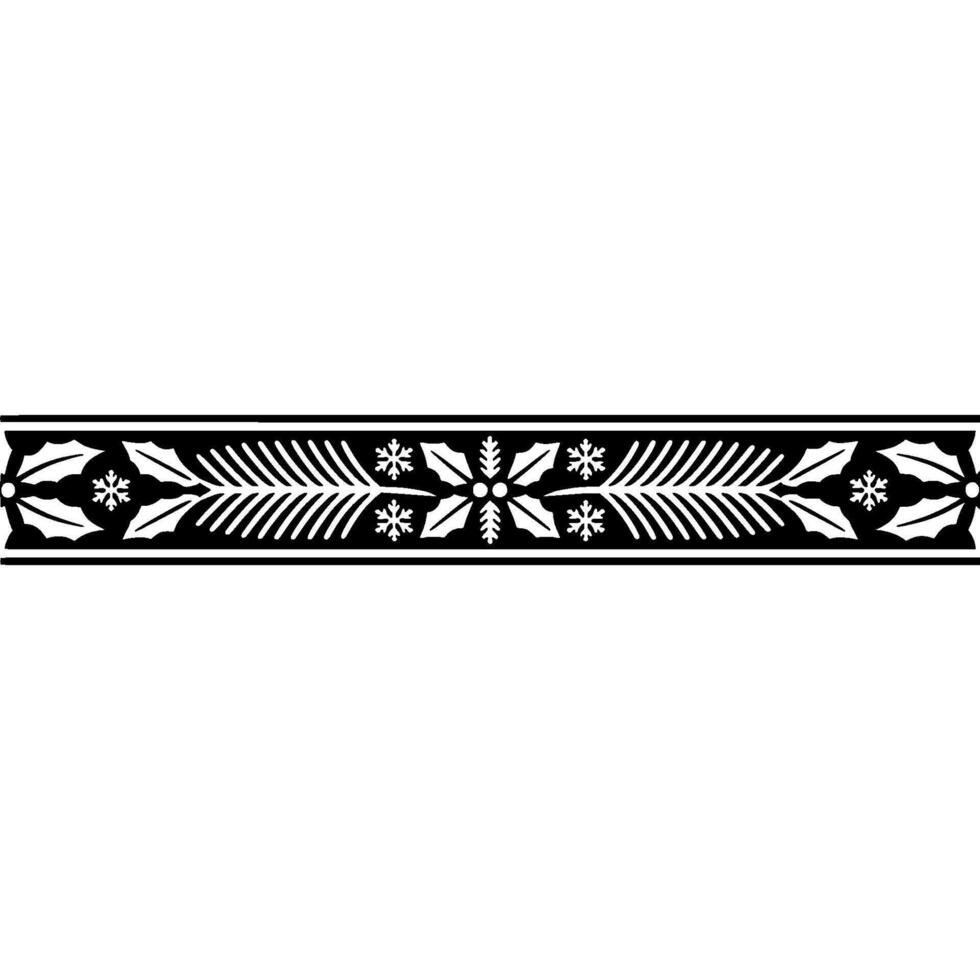 Elegant Winter Border Holly Snowflake, Decorative vector