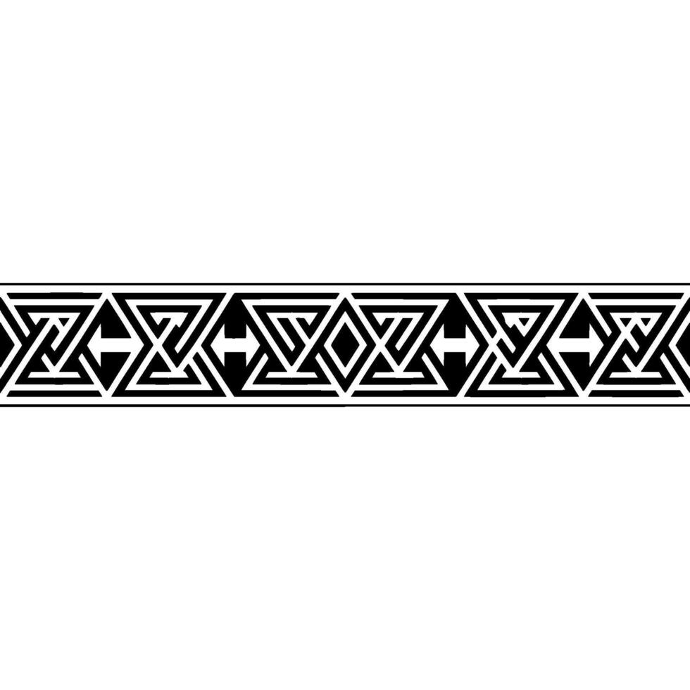 Geometric Tribal Border, Black and White Deco Pattern vector