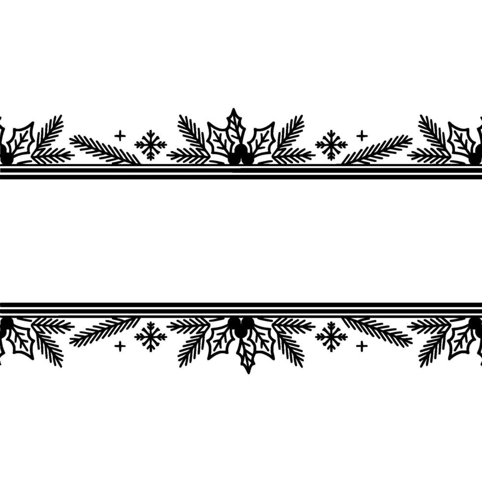Elegant Winter Border Festive Holly and Pine Branch vector