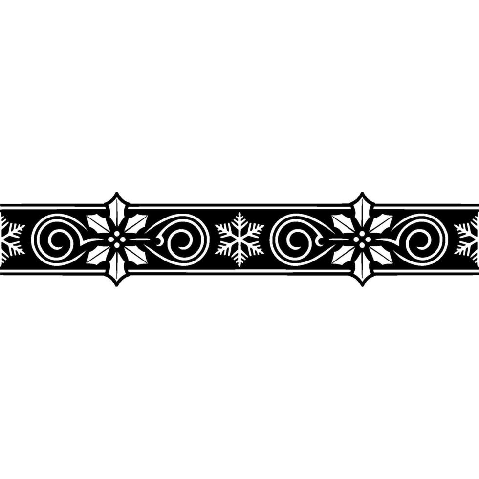 Elegant Black White Winter Border, Deco Style vector