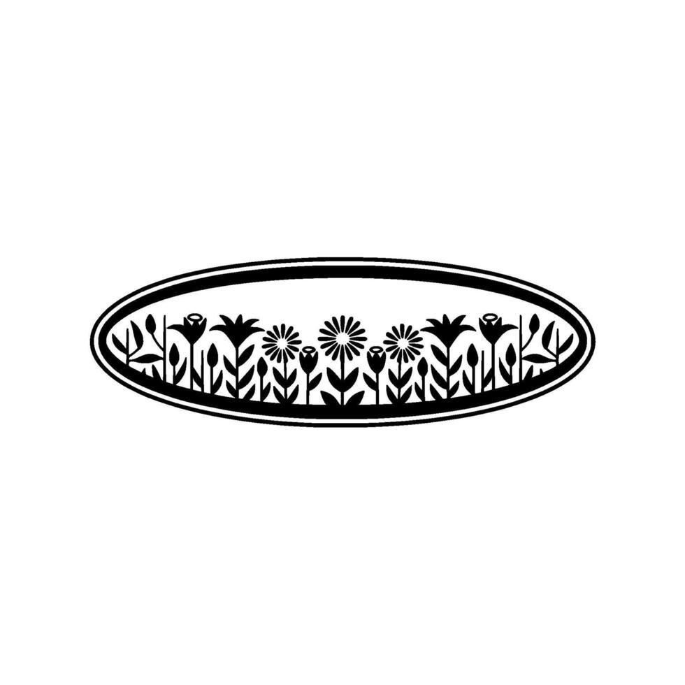 Botanical Oval Emblem, Vintage Floral Border vector