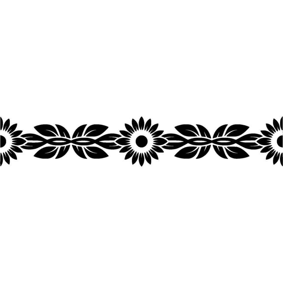 Stylized Sunflower Border, Vintage Decorative Element, Yellow vector
