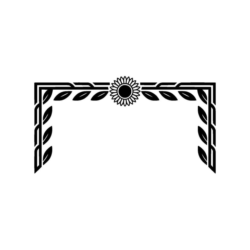 Art Deco Sunflower Border Elegant Decorative Element vector