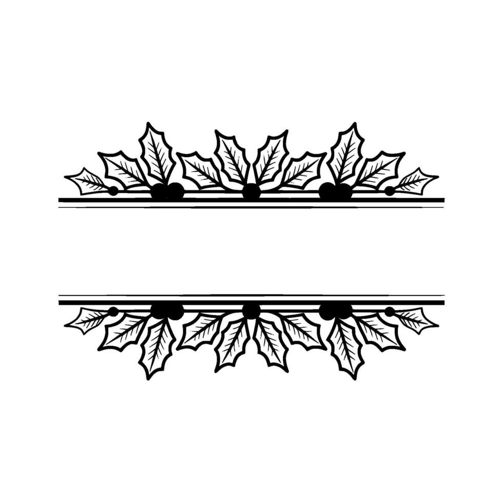 Festive Holly Border, Minimalist, Berries vector