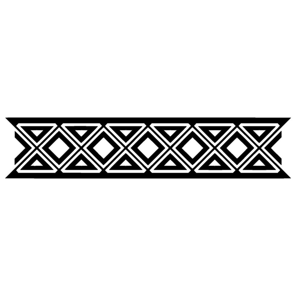Geometric Tribal Border, Black and White Deco Pattern, Linear vector