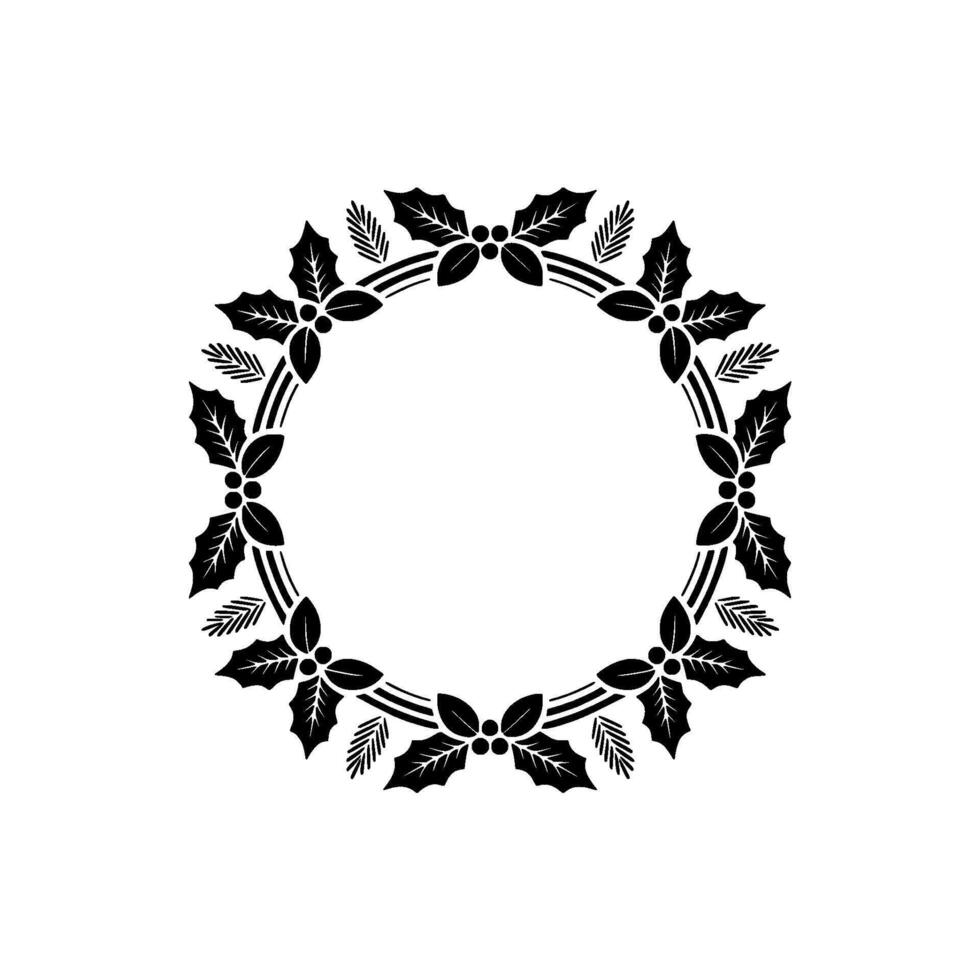 Elegant Holly Wreath, Vintage Style Border vector