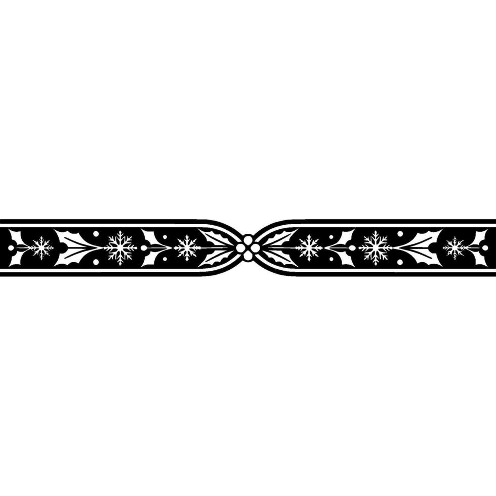 Elegant Winter Border, Holly Snowflakes, Ornament vector