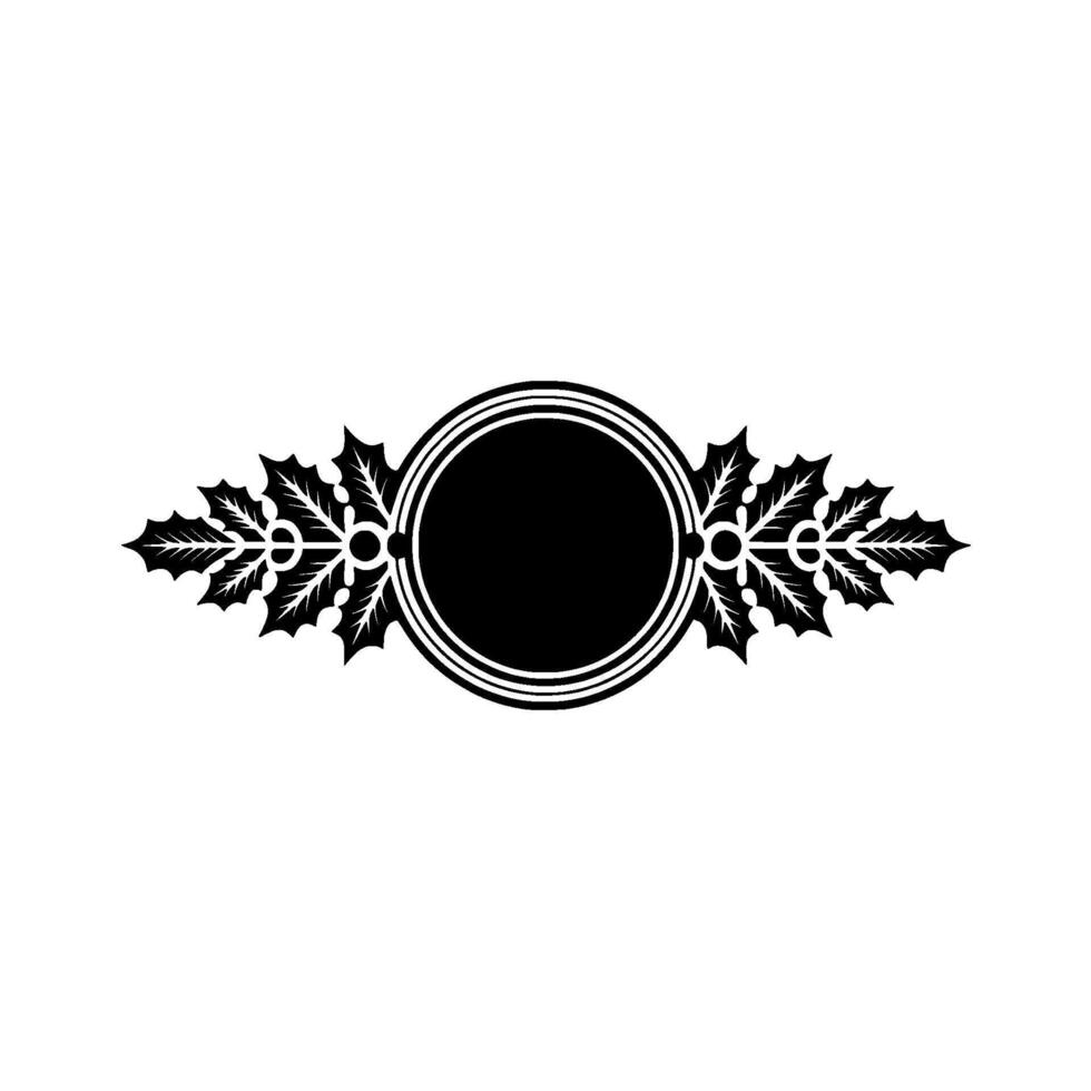 Elegant Ornament, Circular Frame, Holly Motif, Vintage vector