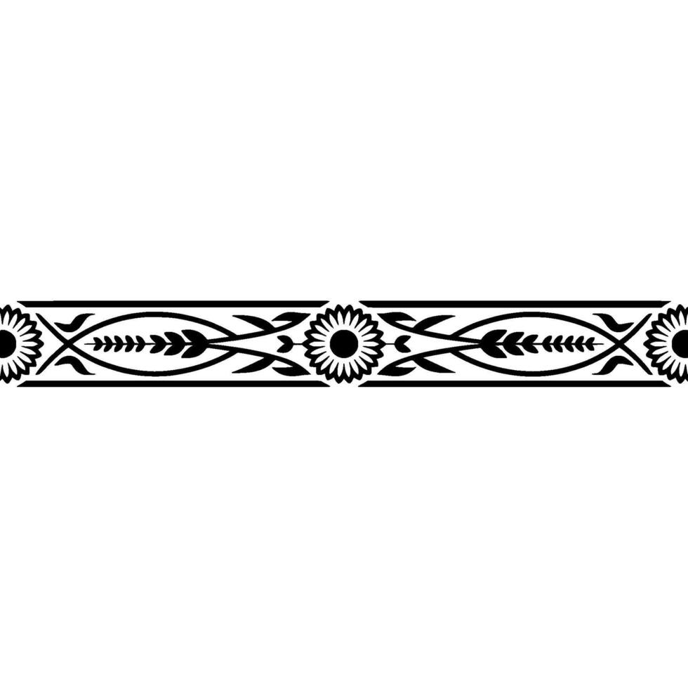 Intricate Sunflower Border, Vintage Decorative Element vector