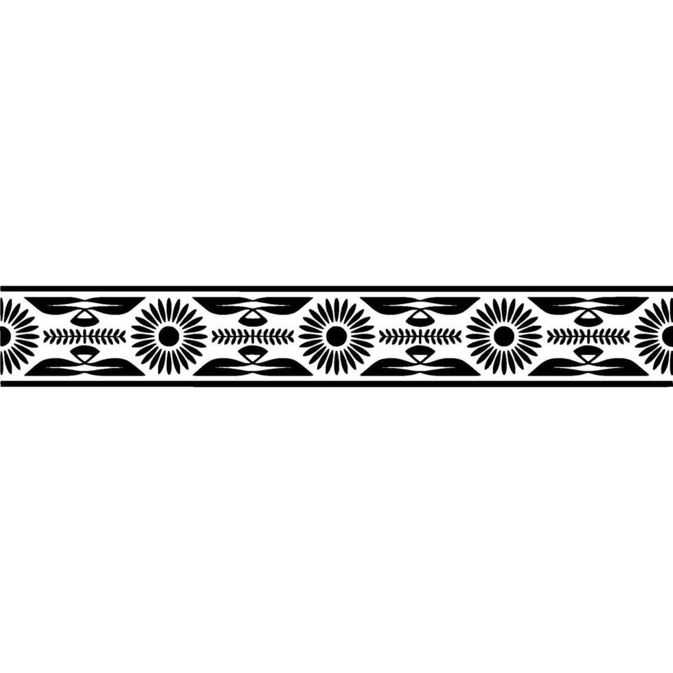 Geometric Tribal Border, Stylized Black White, Art vector