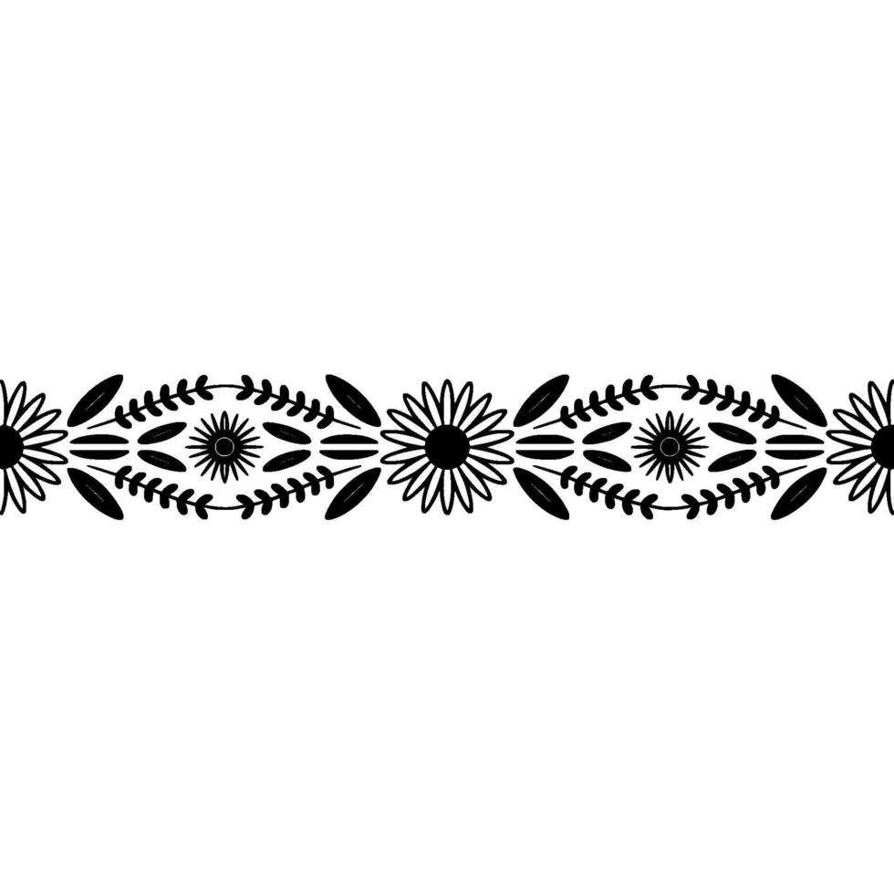 Stylized Floral Border, Minimalist, Line vector