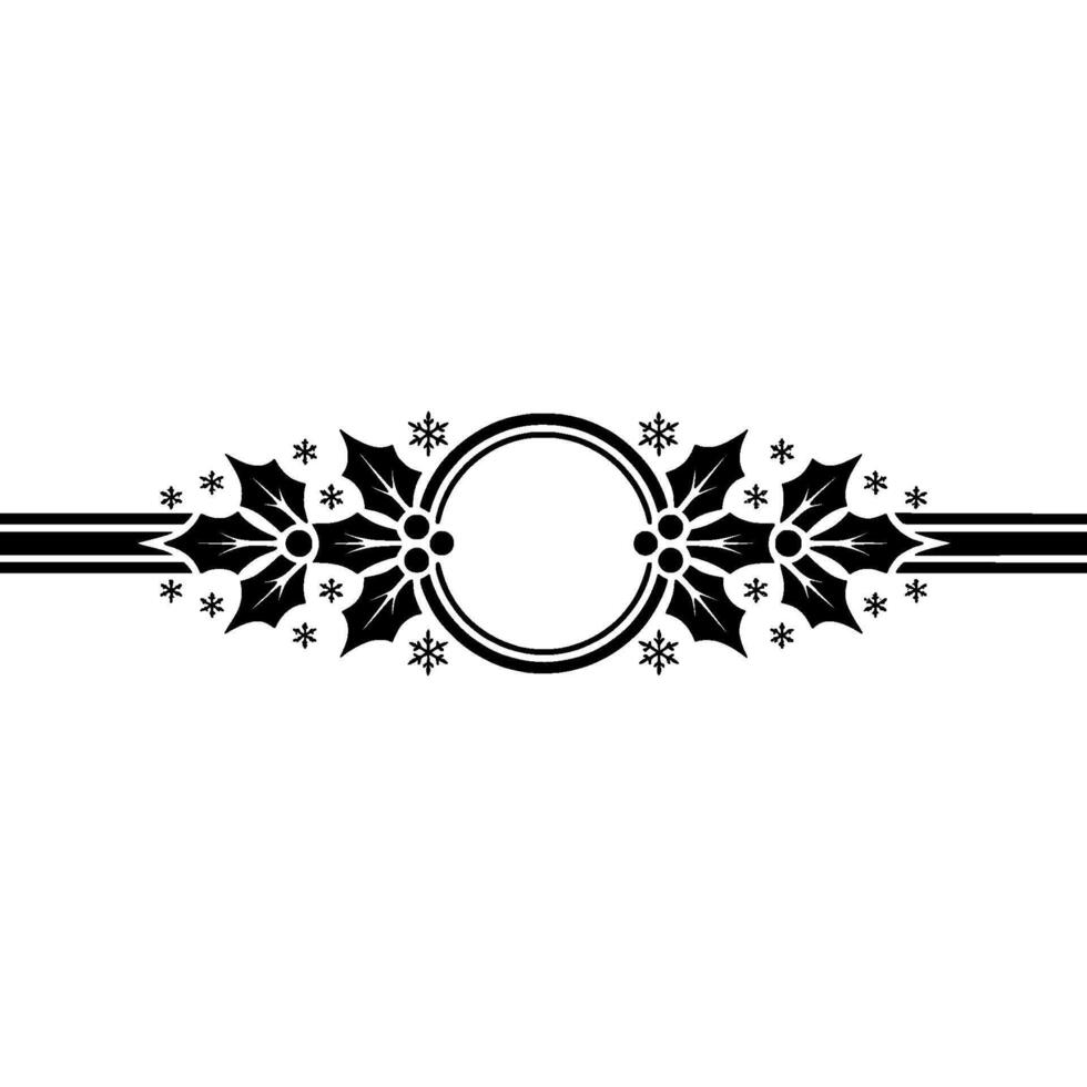Stylized Winter Holly Border, Festive Element vector