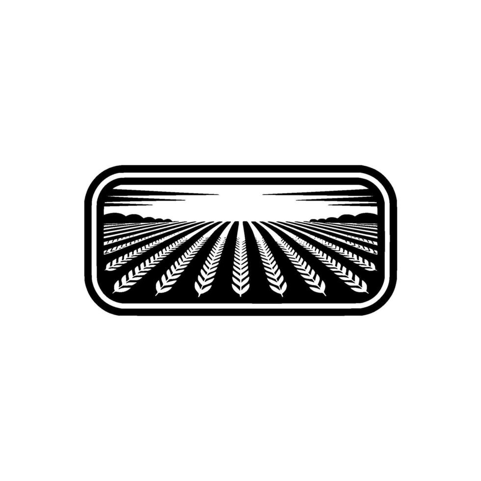Rustic Harvest Emblem Wheat Field Silhouette - Vintage vector