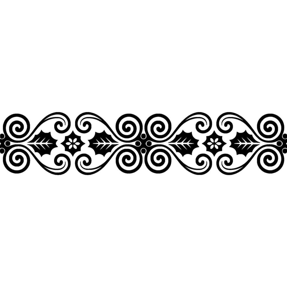 Elegant Black Floral Border, Vintage - Scroll vector