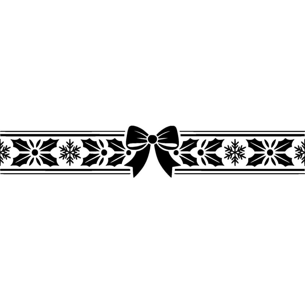 Elegant Winter Border Holly, Bow, and Snowflakes vector