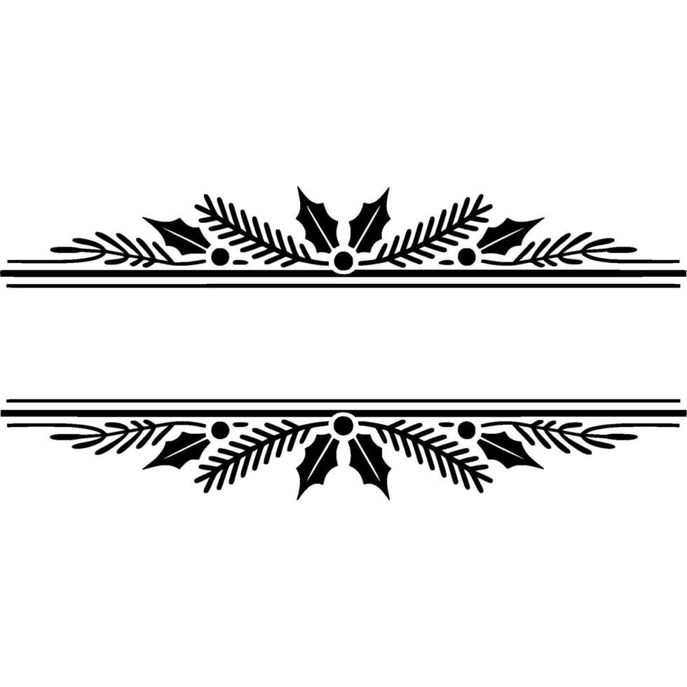 Elegant Holly Border, Festive Element, Winter vector