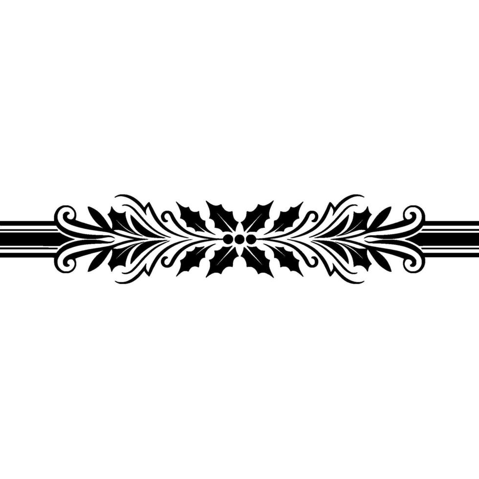 Elegant Holly Border, Vintage Ornamentation, Decorative Element vector