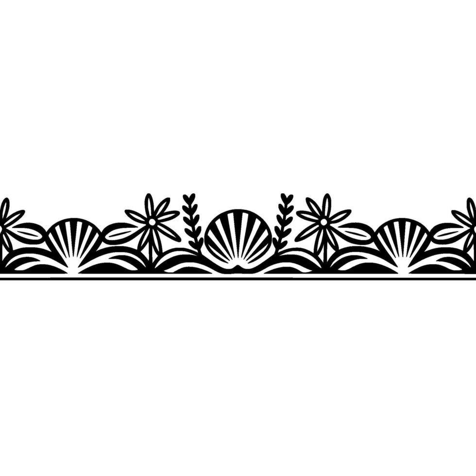 Coastal Botanical Border Elegant Seashell Floral vector