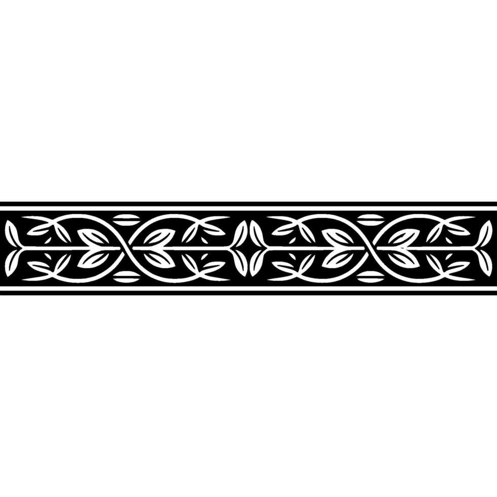 Elegant Black and White Leaf Border, Vintage, Foliage vector