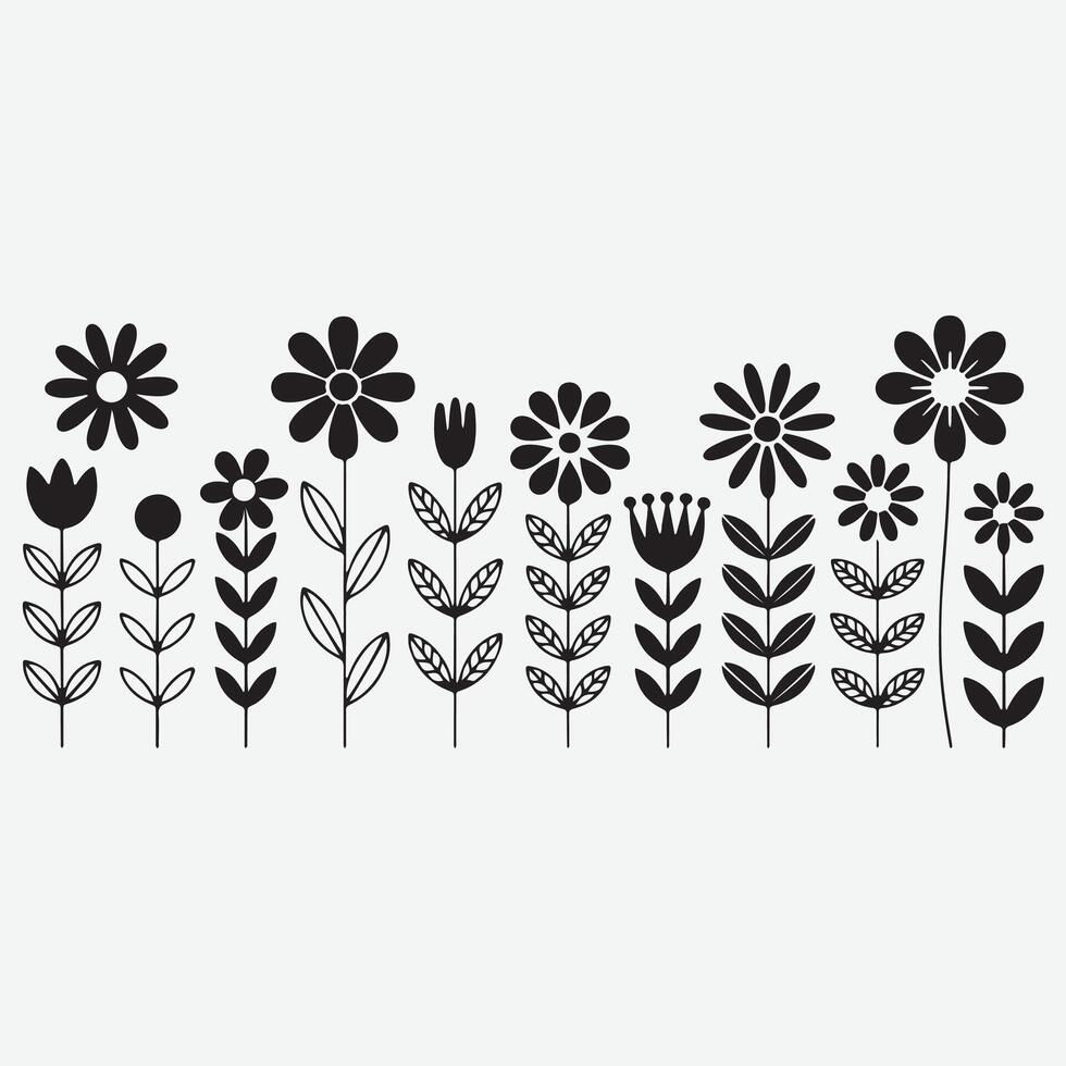 flowers and leaves vector