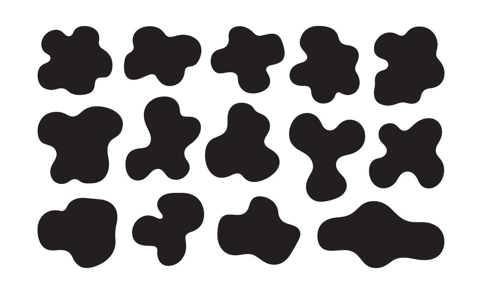 Collection of black organic blob shapes on a white background vector