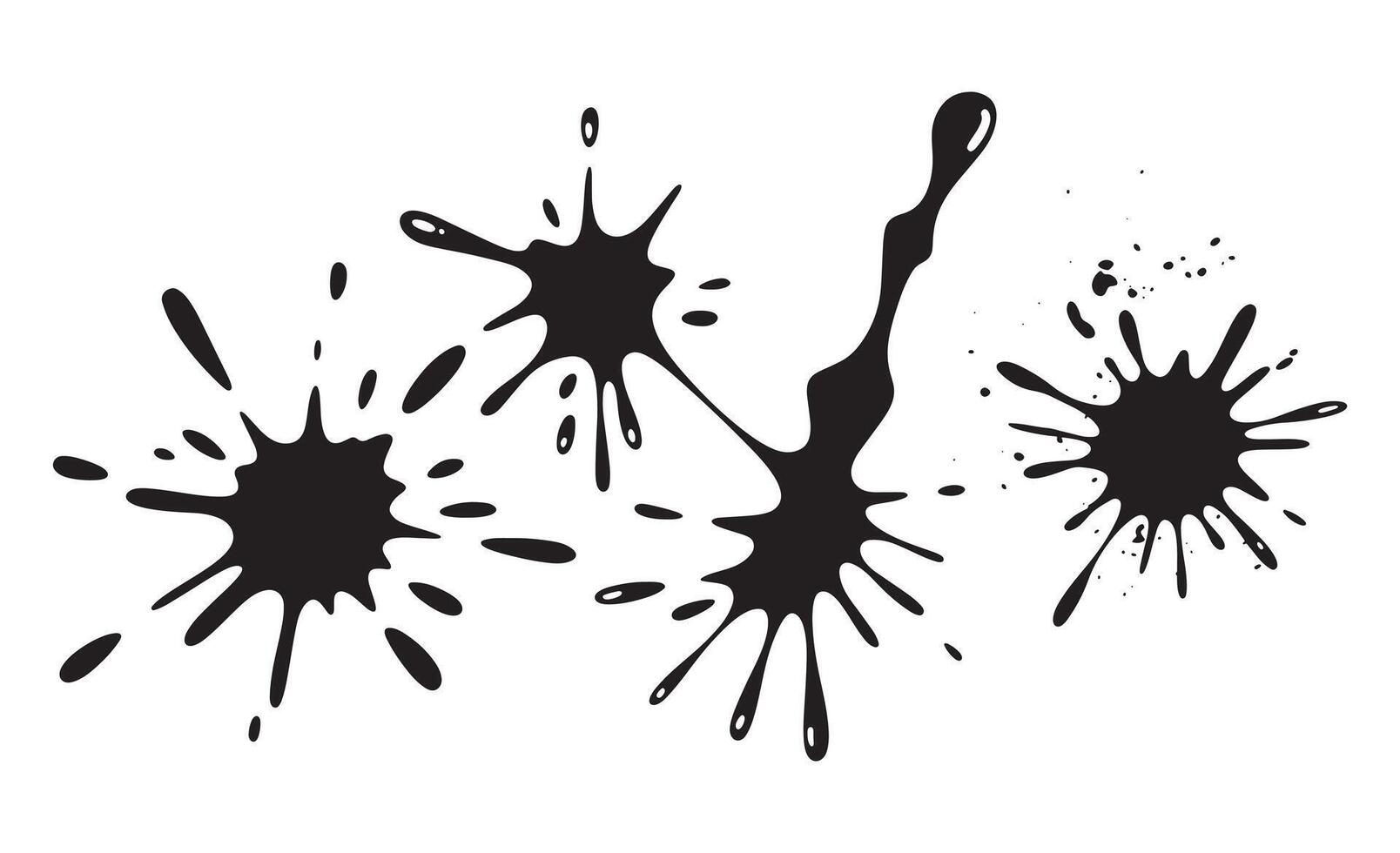 Collection of black ink splatters and drops on a white background vector