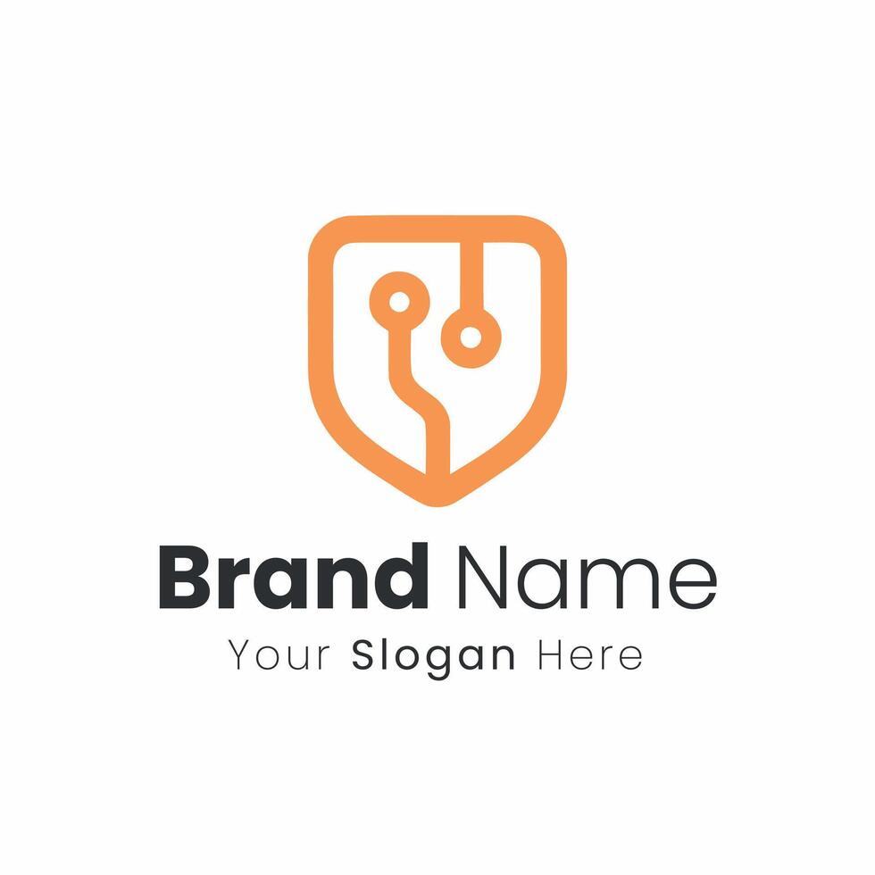 Innovative Tech Security Shield Logo Design for Modern Brands and Businesses Seeking Digital Protection and Cyber Safety Solutions vector
