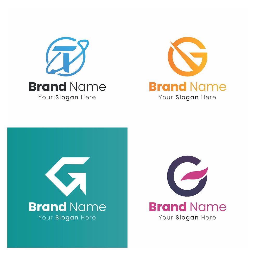 Exploring Diverse Typography and Abstract Geometric Shapes in Modern Logo Designs for Distinct Brand Identity and Visual Recognition vector