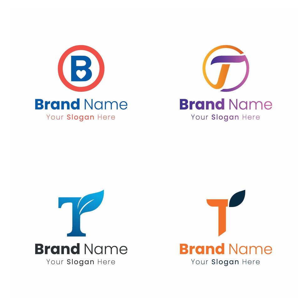 Modern and professional logo concepts showcasing creative lettermark designs with abstract shapes and organic elements for brand identity development vector