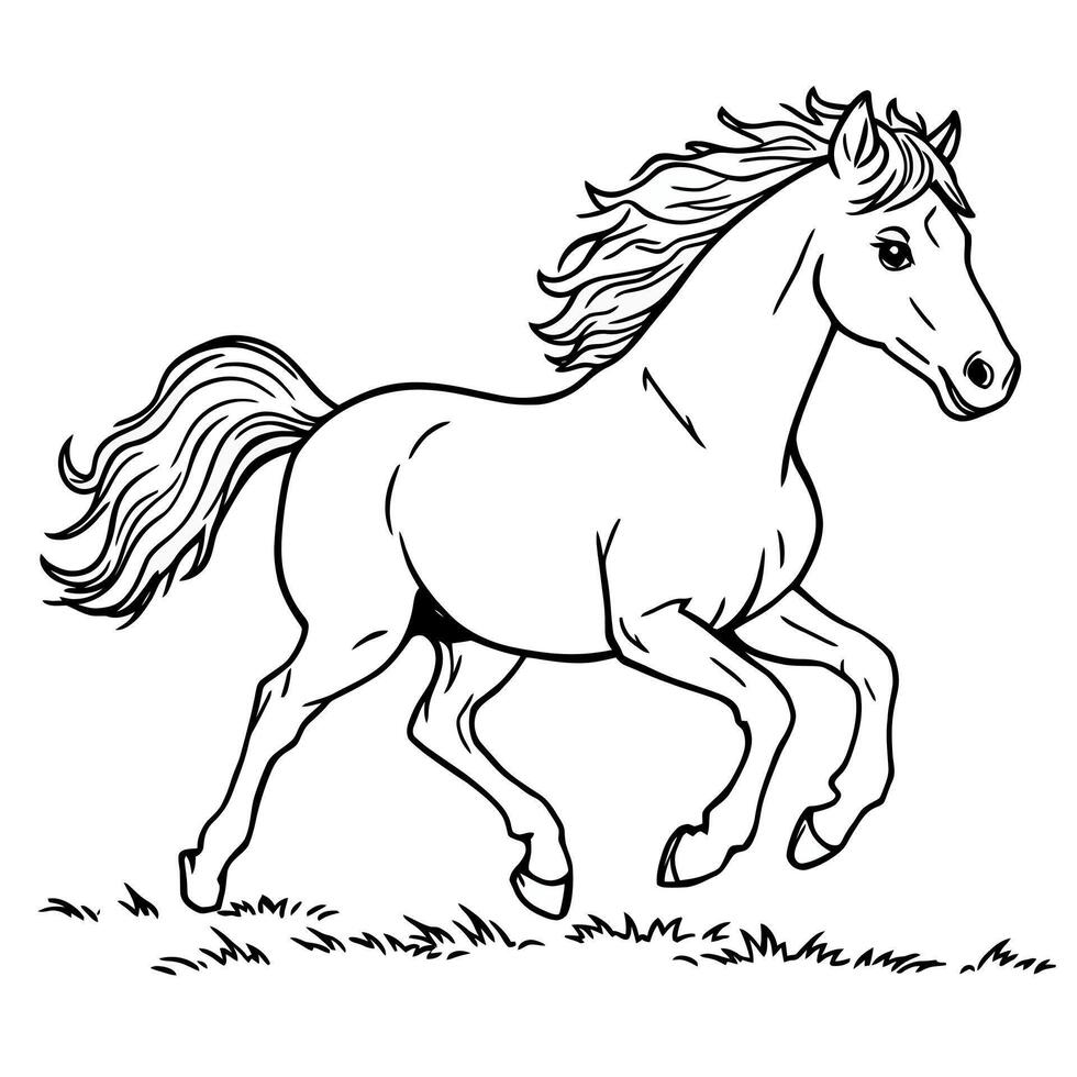 Beautiful Galloping Horse Line Art for Coloring Fun and Creative Expression for All Ages vector