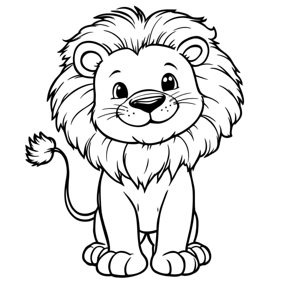 Adorable Baby Lion Sitting Proudly Featuring a Majestic Mane and Cute Paws vector