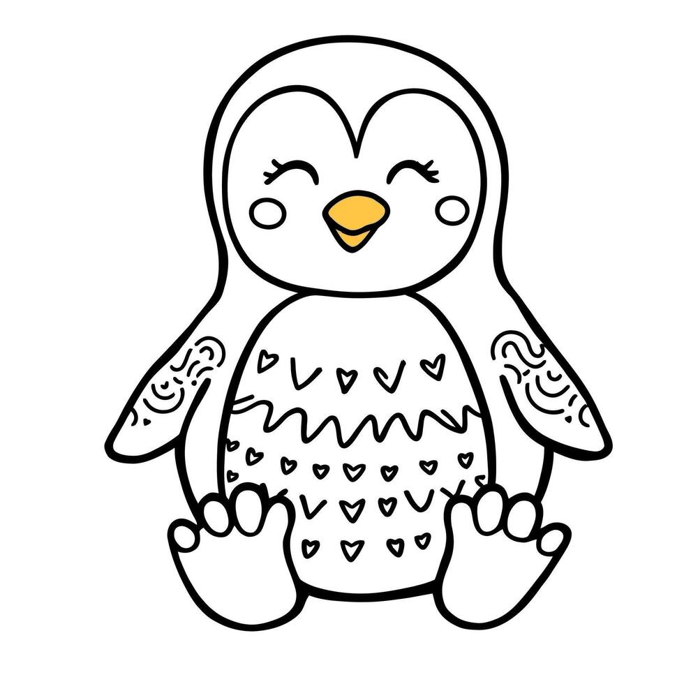 Adorable Happy Penguin Illustration for Coloring and Craft Projects vector