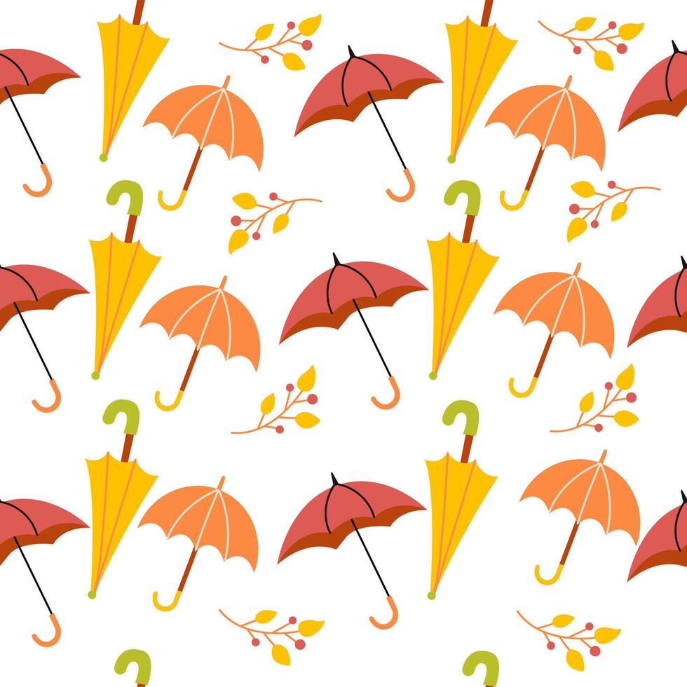 Autumn umbrellas seamless pattern. Cute rainy day background for kids vector