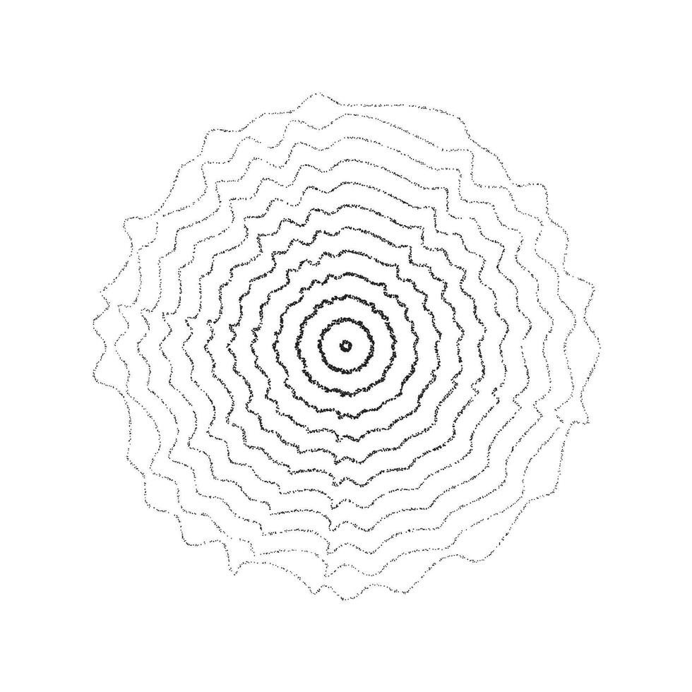 Texture concentric ripple circles set. Sonar or sound wave rings collection. Epicentre, target, radar icon concept. Radial signal or vibration elements. Dotted illustration vector