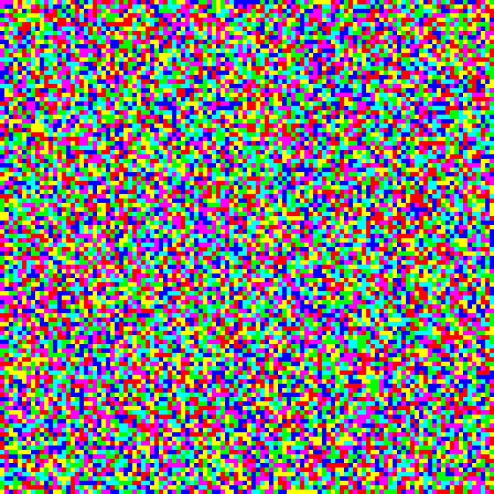 Seamless pixelated tv noise texture. Color television signal noise grain. Screen interferences and glitches. Grunge vector
