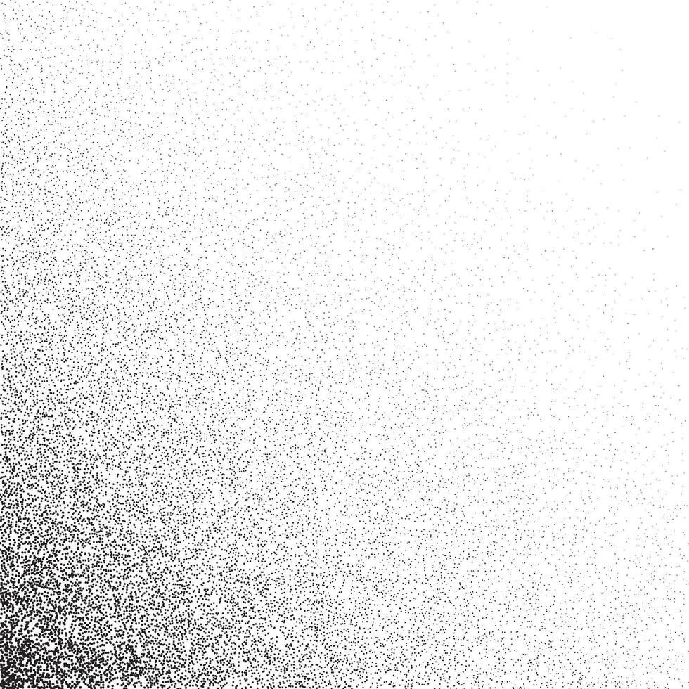 Grain stippled gradient. Faded stochastic dotwork texture. Random grunge noise background. Dots, speckles or particles wallpaper. Halftone monochrome vector