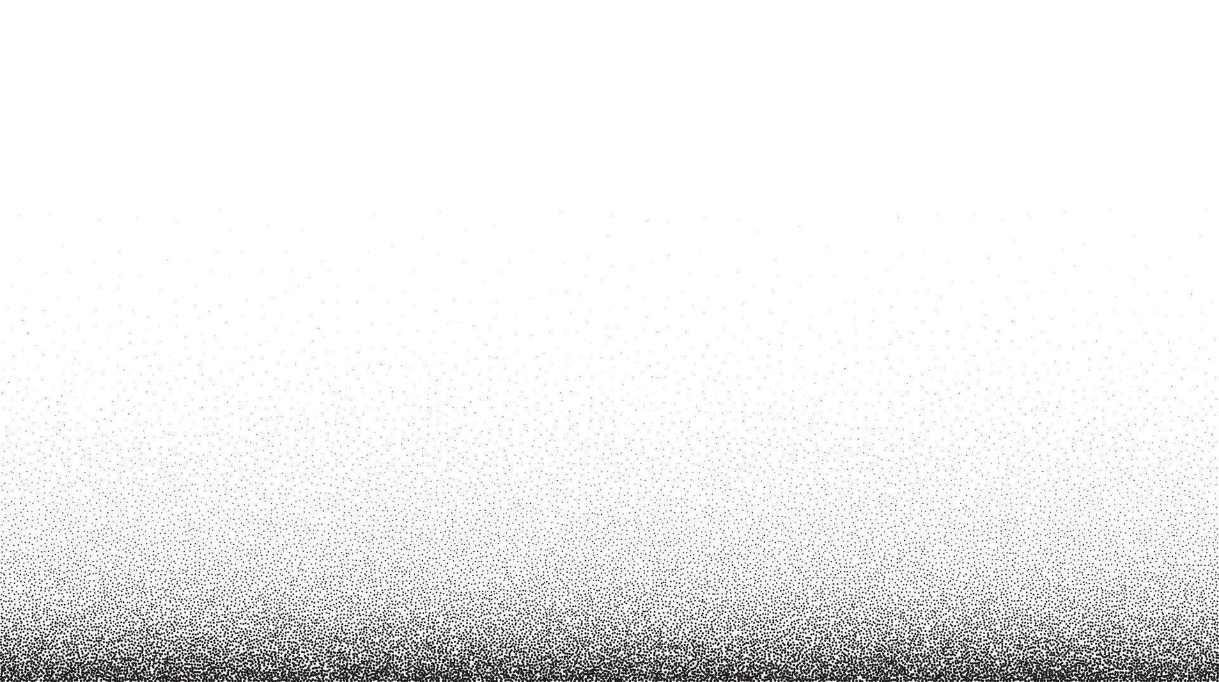 Grain stippled gradient. Faded stochastic dotwork texture. Random grunge noise background. Black dots, speckles or particles wallpaper. Halftone vector