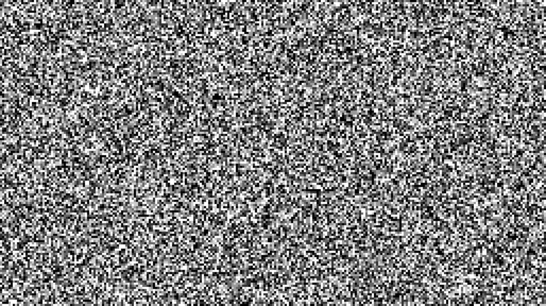 Seamless pixelated tv noise texture. White noise signal grain. Television screen interferences glitches. Grunge background vector