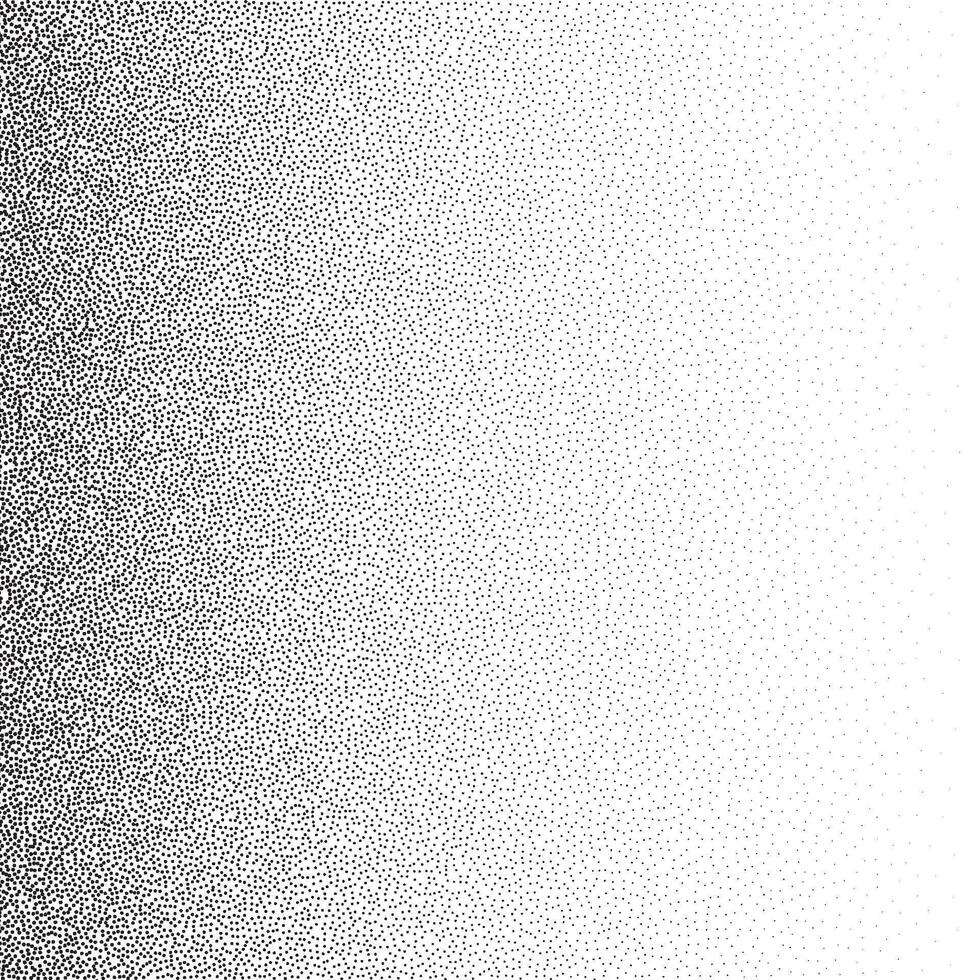 Grain stippled gradient. Faded stochastic dotwork texture. Random grunge noise background. Black dots, speckles or particles wallpaper. Halfton vector