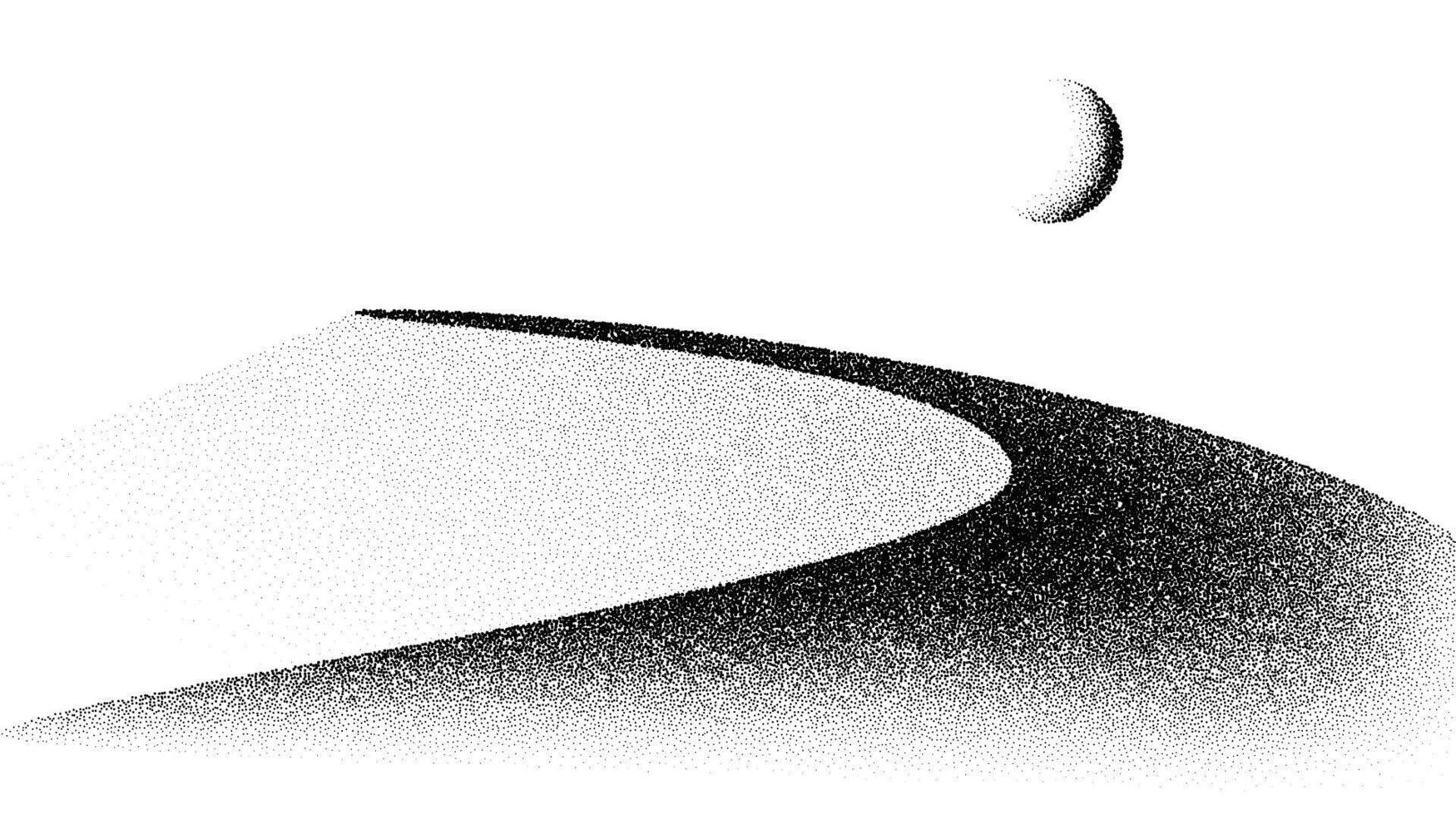 Grain dune desert. Stipple eastern landscape and terrain background. Sand hill dot work style. Textured gradient illustration vector