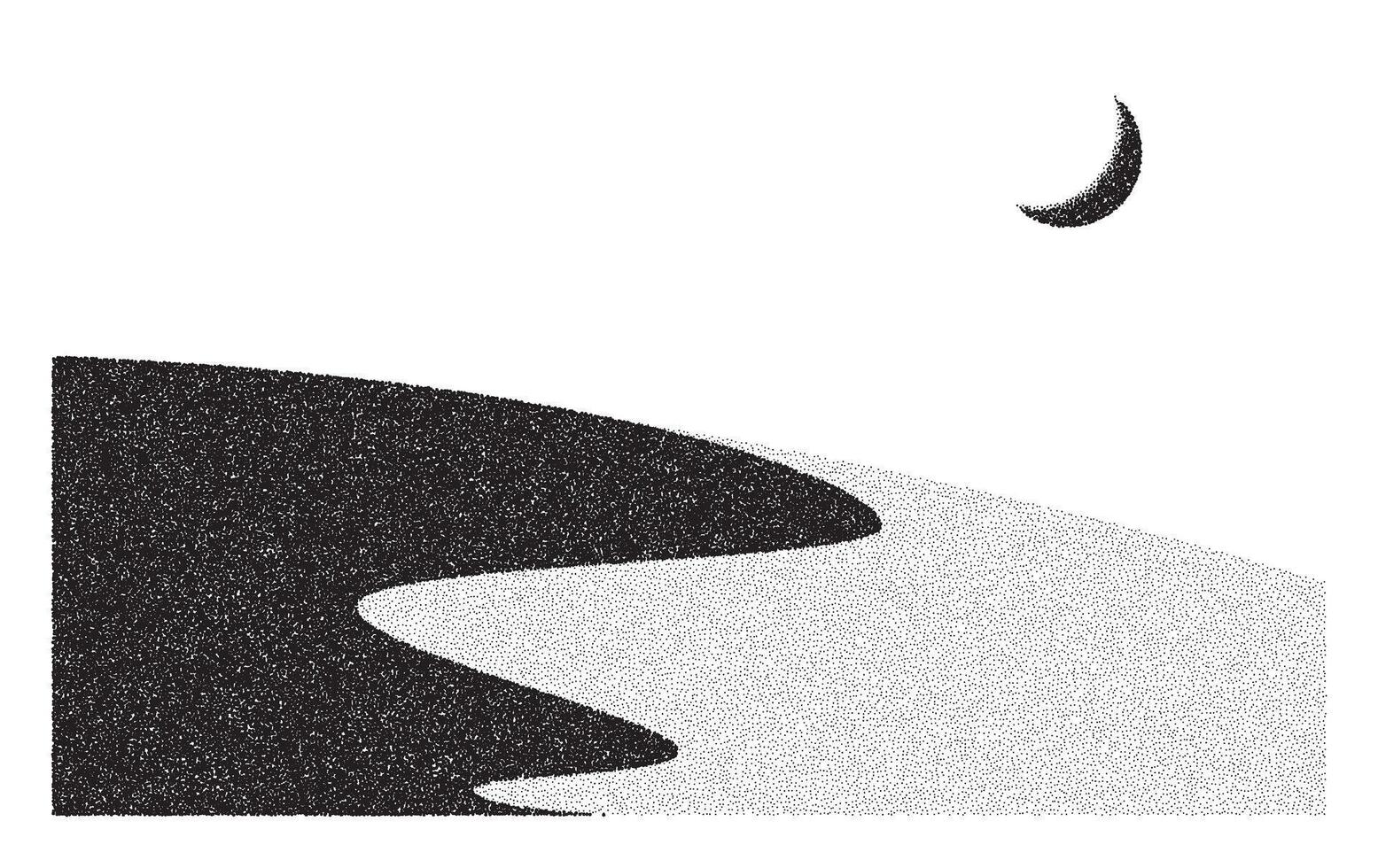 Grain dune desert. Stipple eastern landscape and terrain background. Sand hill in dot work style. Textured illustration vector