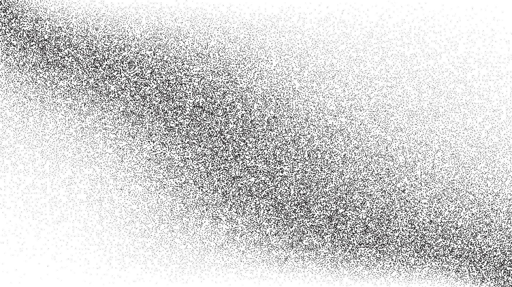 Grainy sand texture. Wavy stipple gradient background. Grunge noise dotwork wallpaper. Black dots, speckles, particles or granules vector
