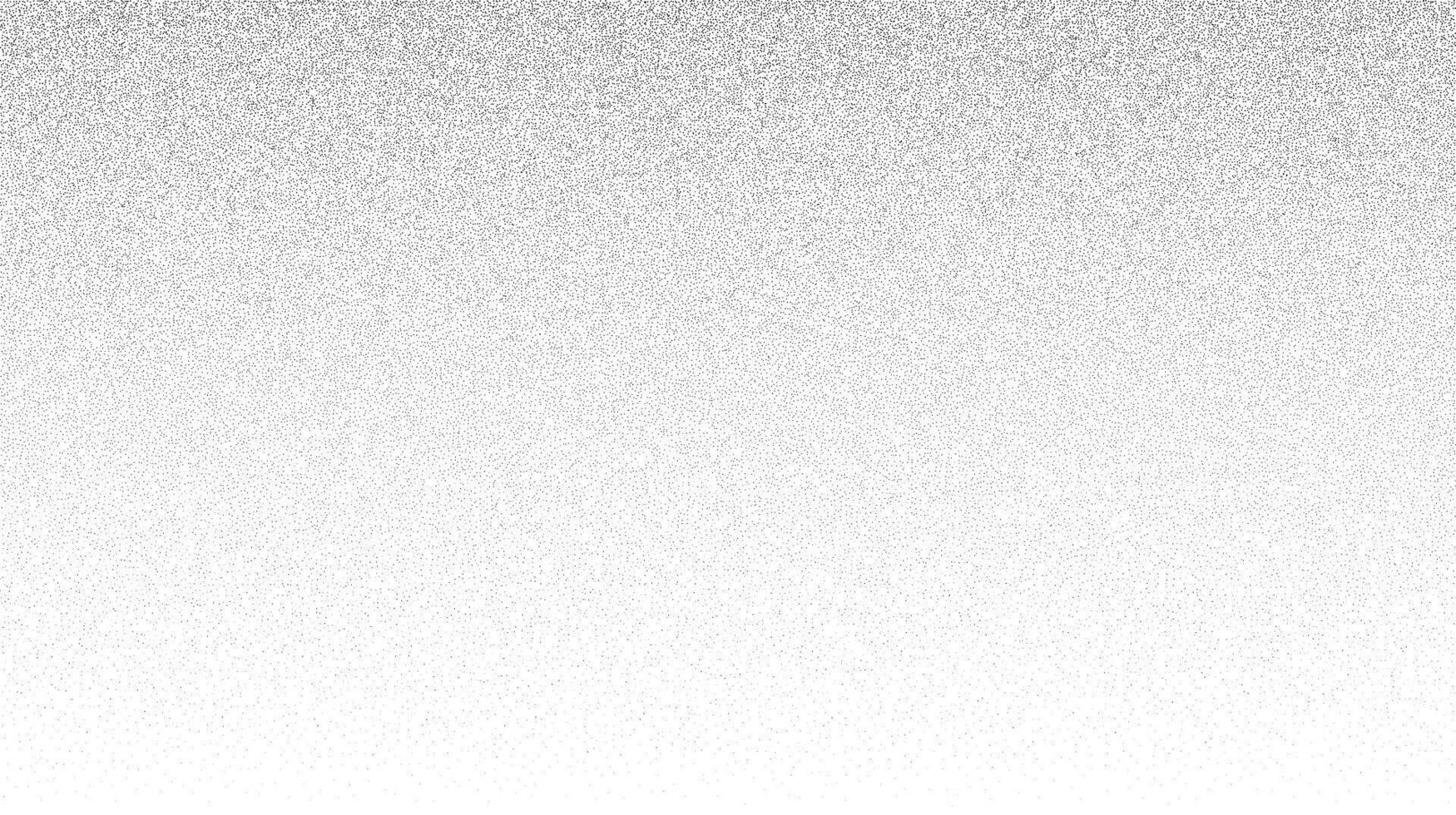Grain stippled gradient. Fading stochastic dotwork texture. Random grunge noise background. Black dots, speckles or particles wallpaper. Halfton vector