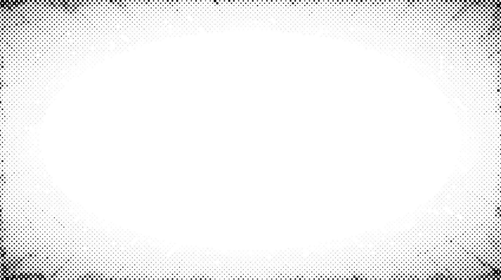 Halftone radial texture. Comic grain background. Pop art faded textured frame. Grunge speckle effect. Dotted particles print wallpaper. Pixelated gradient backdrop vector